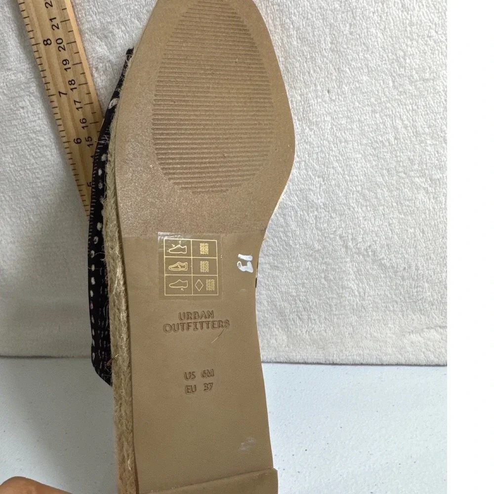 Urban Outfitters Block Print Lace Up Espadrille Sandals Mules Flats Shoes size 6